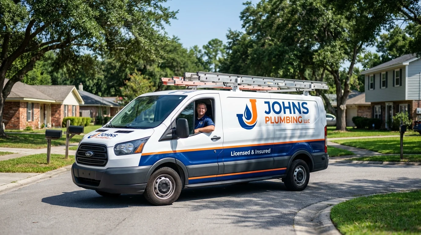 Johns Plumbing LLC service van in New Market, VA