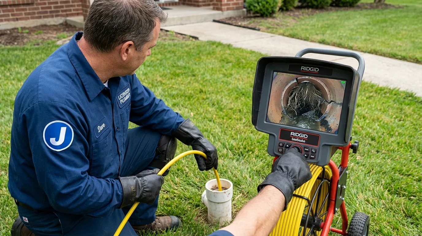 Sewer camera inspection being performed by Johns Plumbing LLC in New Market