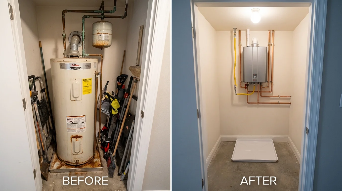 Tank water heater versus wall-mounted tankless unit comparison for New Market, VA homeowners